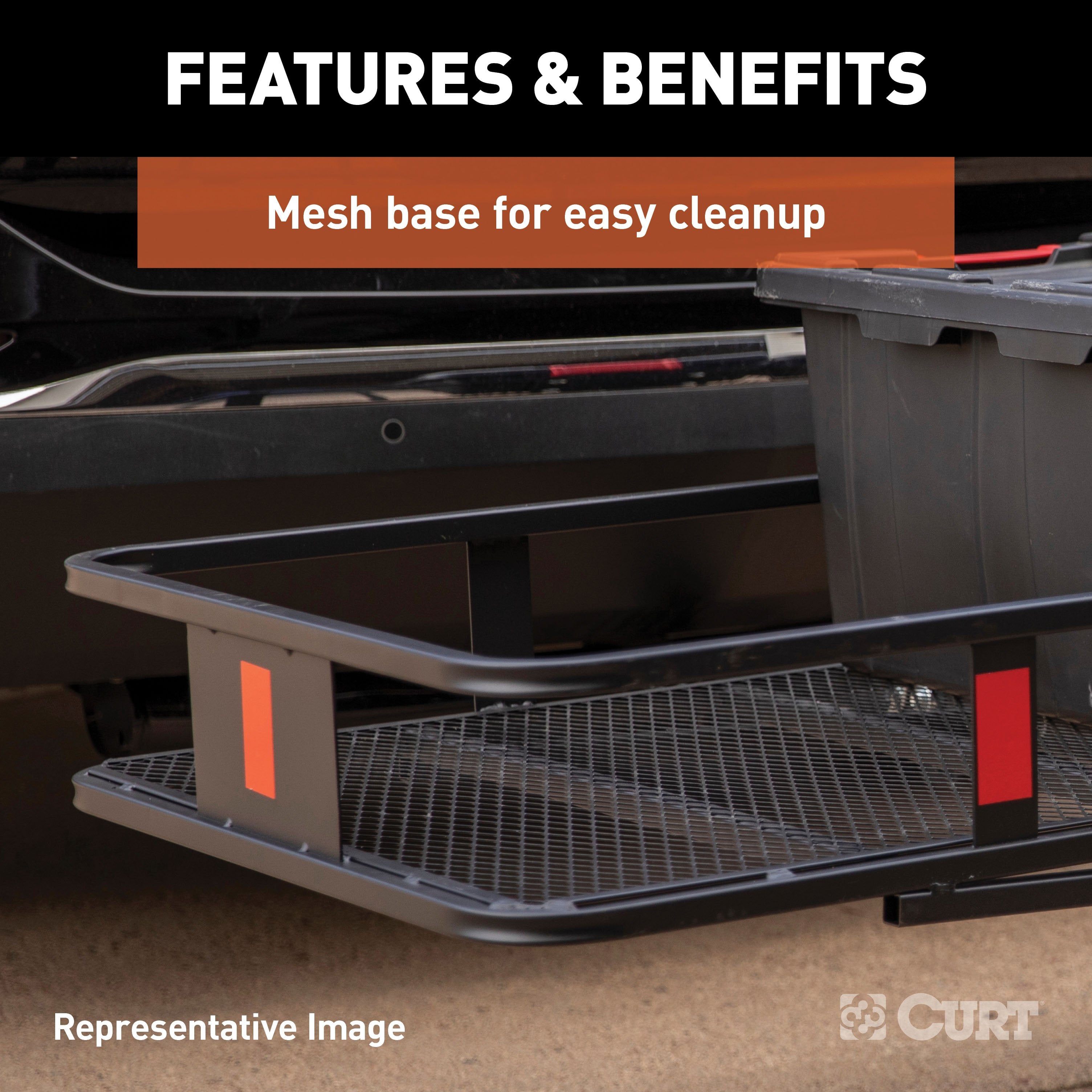 CURT 60 x 24-Inch Basket Hitch Cargo Carrier, 500 lbs Capacity, Black Steel, 2-In Fixed Shank Model 18152