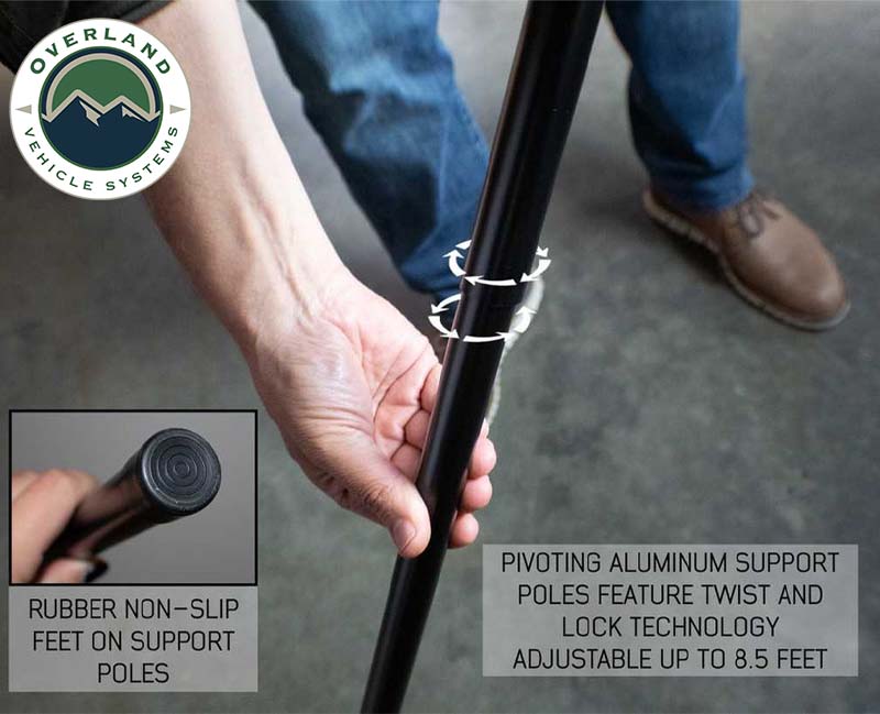 Nomadic 180 Degree Awning - Extended 3 Meter Poles, 4 Pieces Overland Vehicle Systems