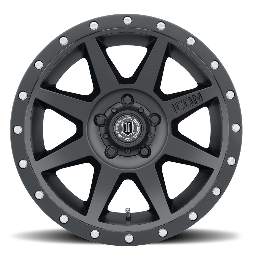 Rebound 17 X 8.5 5 X 4.5 0MM Offset 4.75 Inch Back Space Satin Black, ICON Alloys