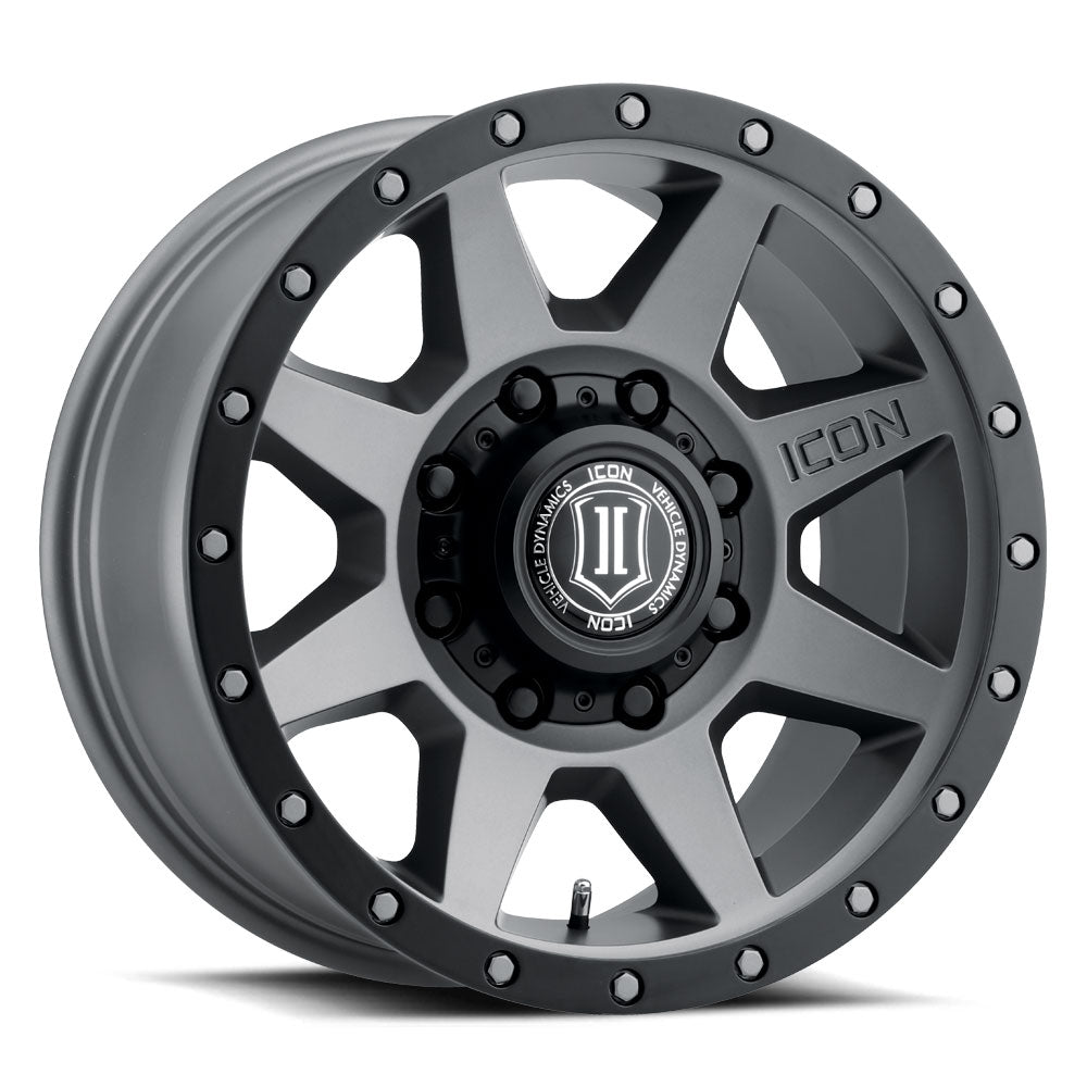 Rebound HD 17 X 8.5 / 8 X 170 6MM Offset 5 Inch Backspace Titanium, ICON Alloys