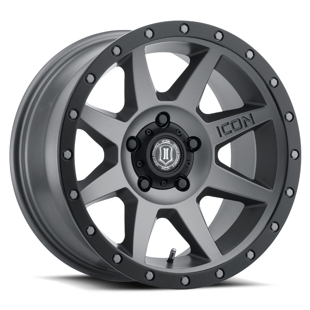 Rebound 17 X 8.5 / 5 X 5.5 / 0MM / 4.75 Inch Back Space Titanium, ICON Alloys