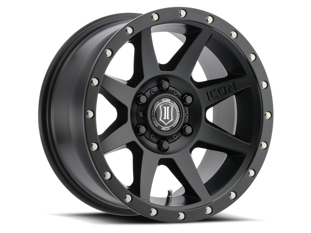 Rebound 18 X 9 / 6 X 5.5 Inch / 0MM / 5 Inch Back Space Satin Black, ICON Alloys