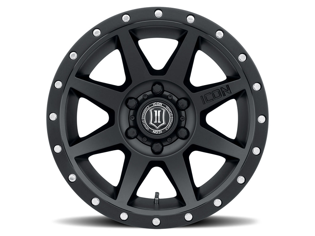 Rebound 18 X 9 / 6 X 5.5 Inch / 0MM / 5 Inch Back Space Satin Black, ICON Alloys