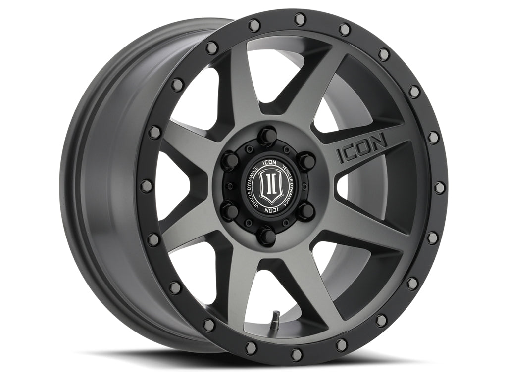 Rebound 18 X 9 / 6 X 5.5 25MM Offset 6 Inch Back Space Titanium, ICON Alloys