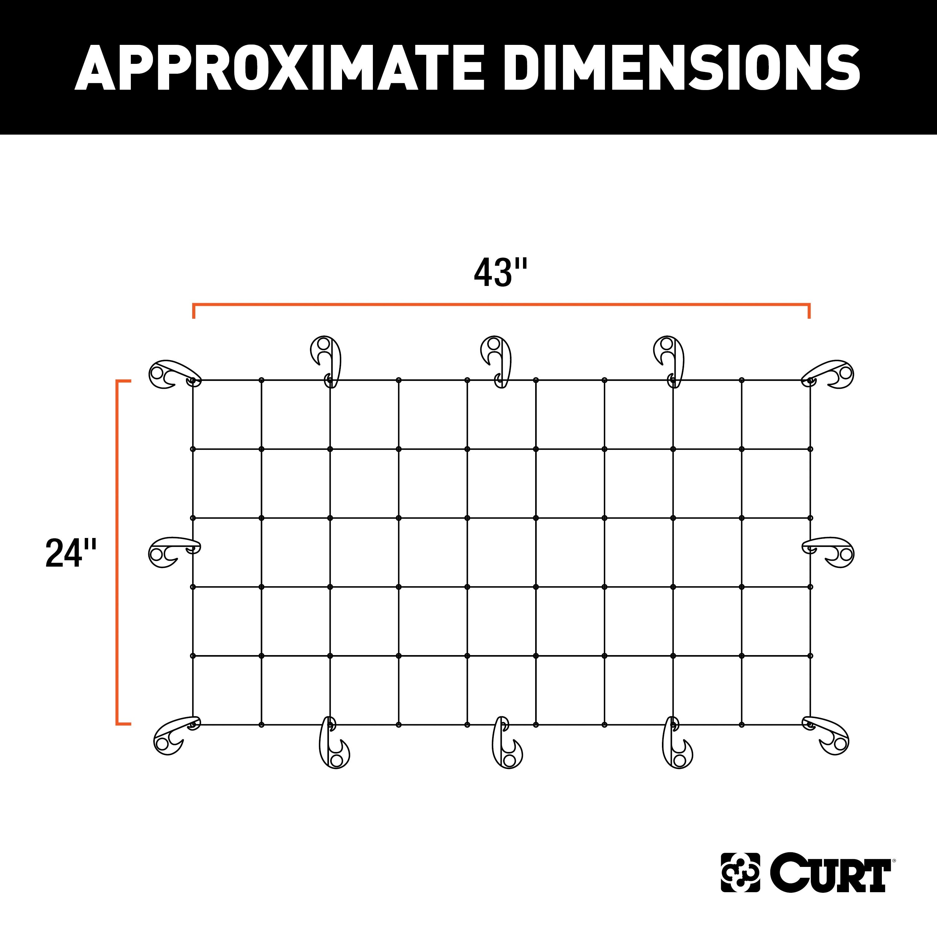 CURT 43 x 24-Inch Elastic Cargo Net with Hooks for Hitch Carrier Model 18202