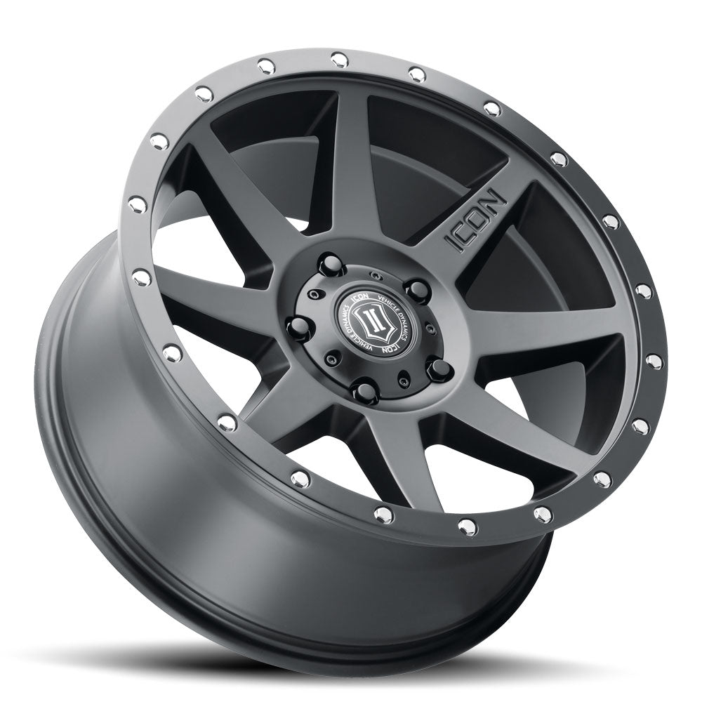 Rebound 20 X 9 / 5X5 / -12MM / 4.5 Inch Back Space Satin Black, ICON Alloys