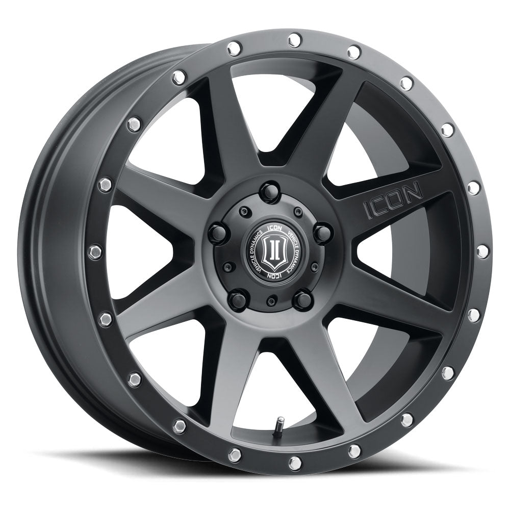 Rebound 20 X 9 / 6 X 5.5 16MM Offset 5.625 Inch Back Space Satin Black, ICON Alloys