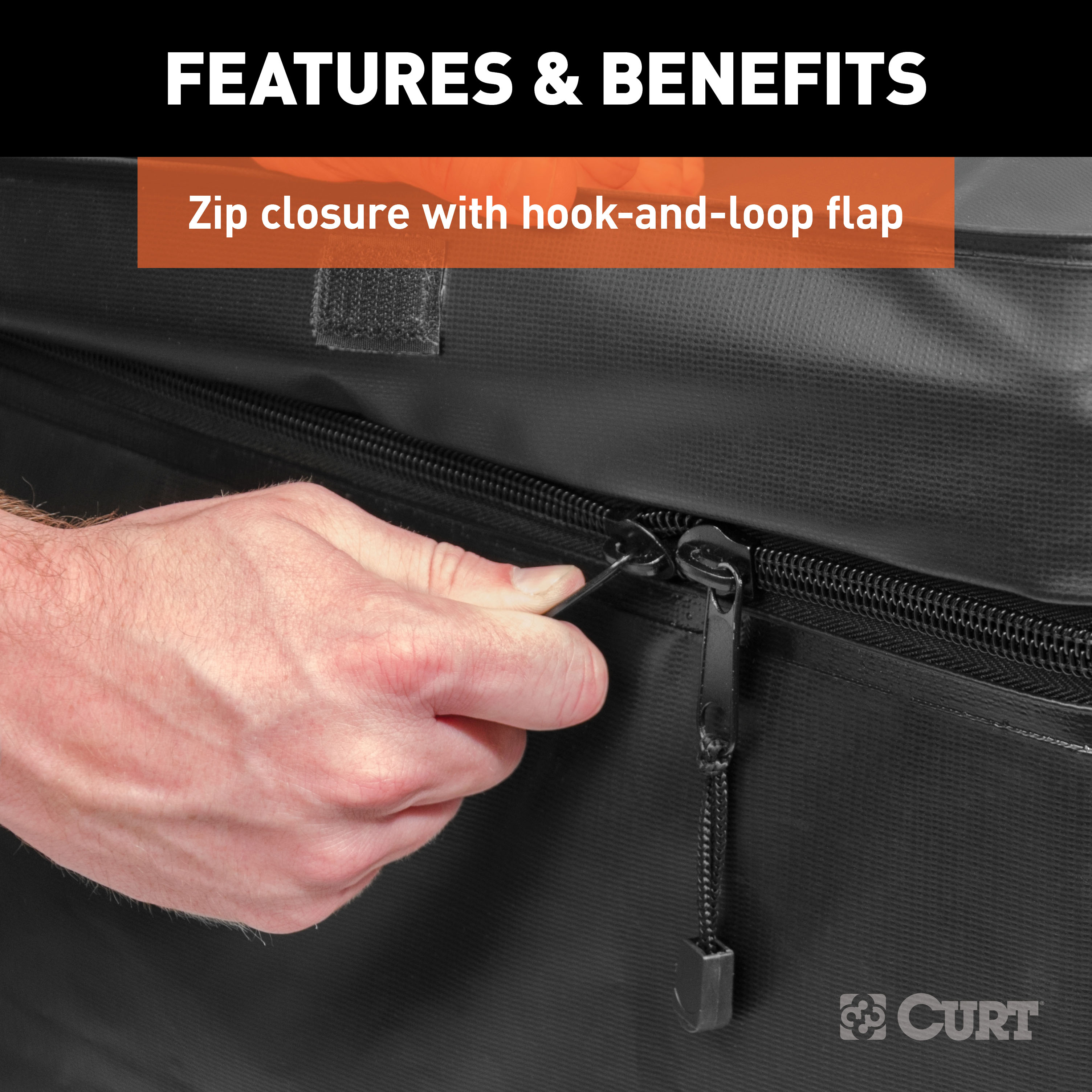 CURT 56 x 18 x 21-Inch Weather-Resistant Black Vinyl Cargo Bag for Hitch Carrier Model 18210