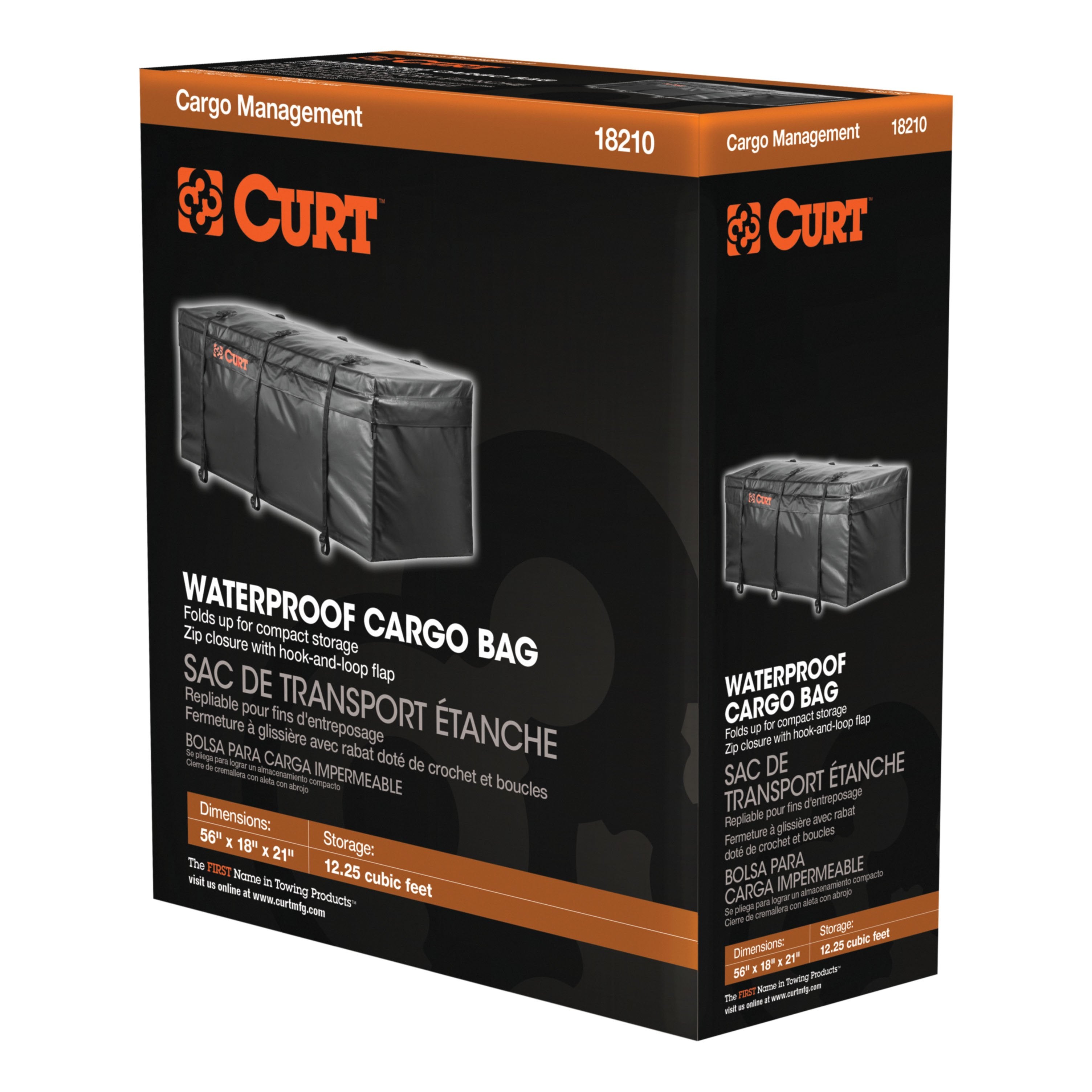 CURT 56 x 18 x 21-Inch Weather-Resistant Black Vinyl Cargo Bag for Hitch Carrier Model 18210