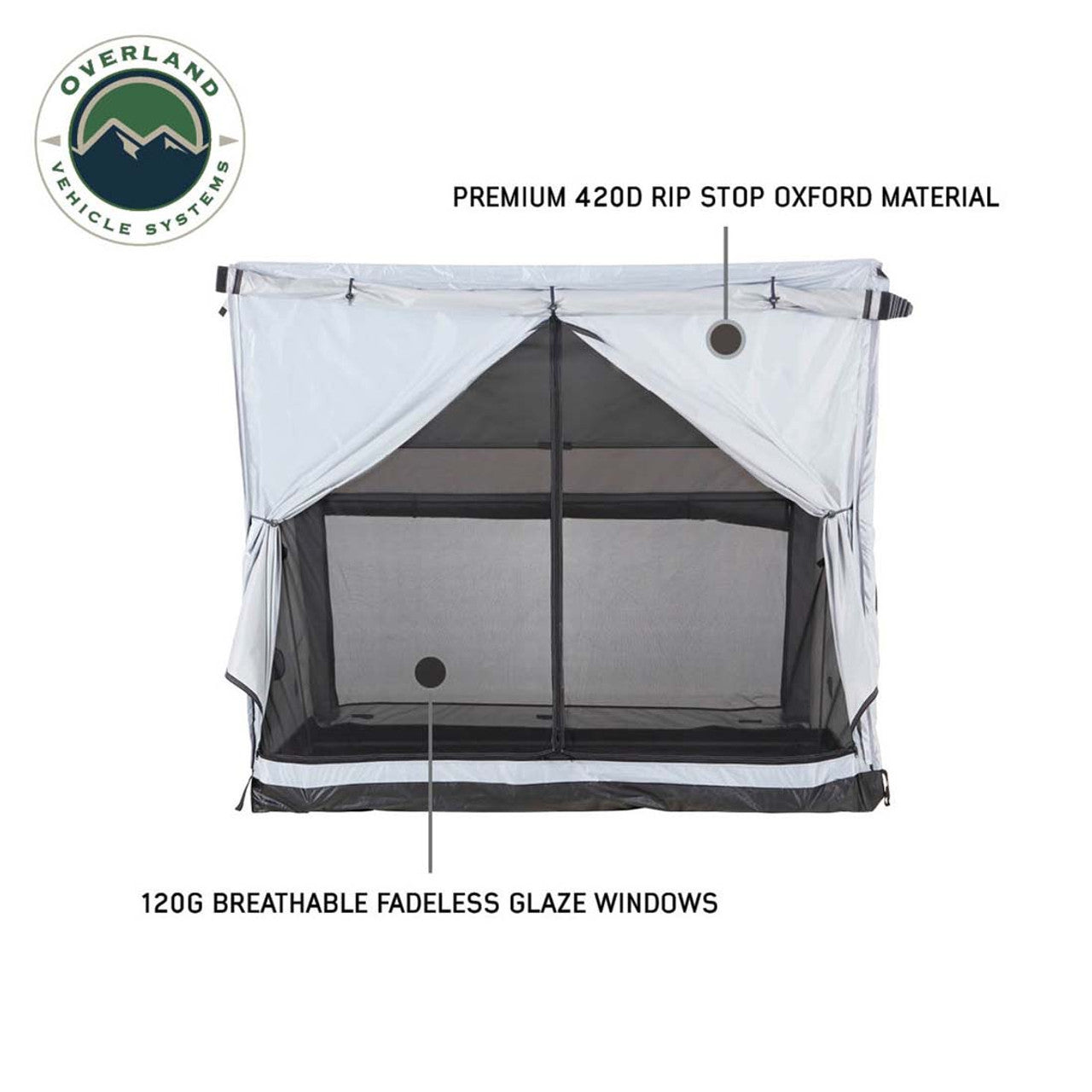 LD P.S.T. - Portable Safari Ground Tent Large, Grey Body and Grey Trim Overland Vehicle Systems