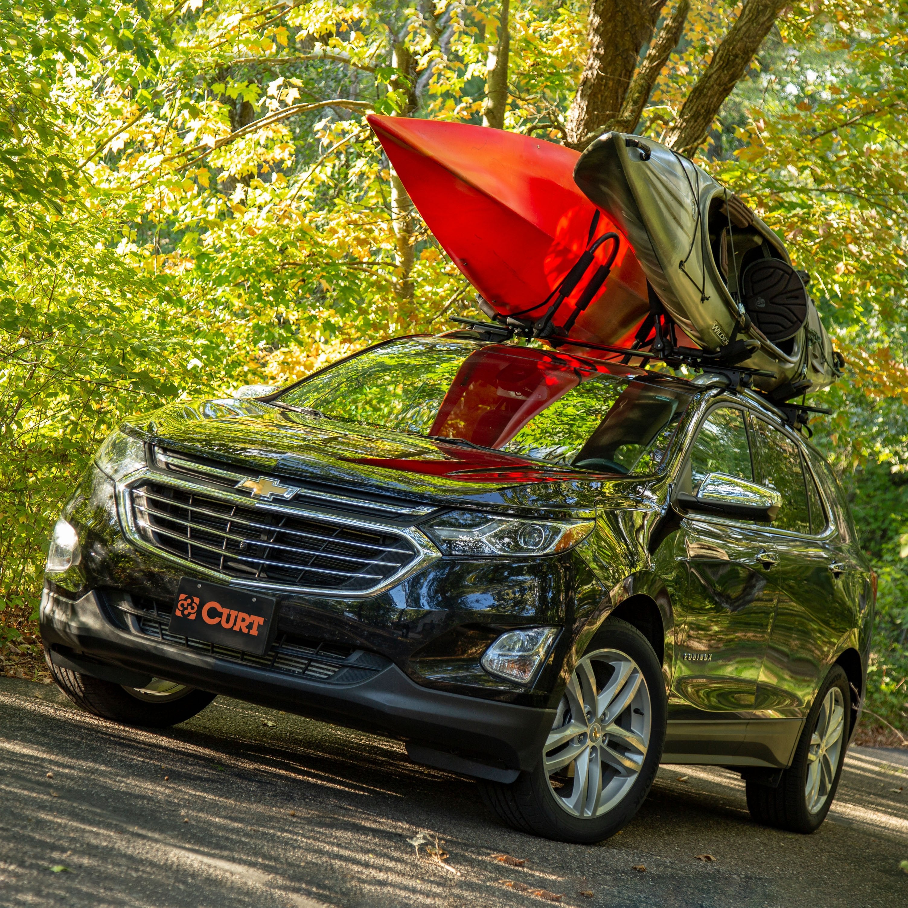 CURT Fully Adjustable Aluminum Universal Kayak Roof Rack Carrier, 2-Pack Model 18320