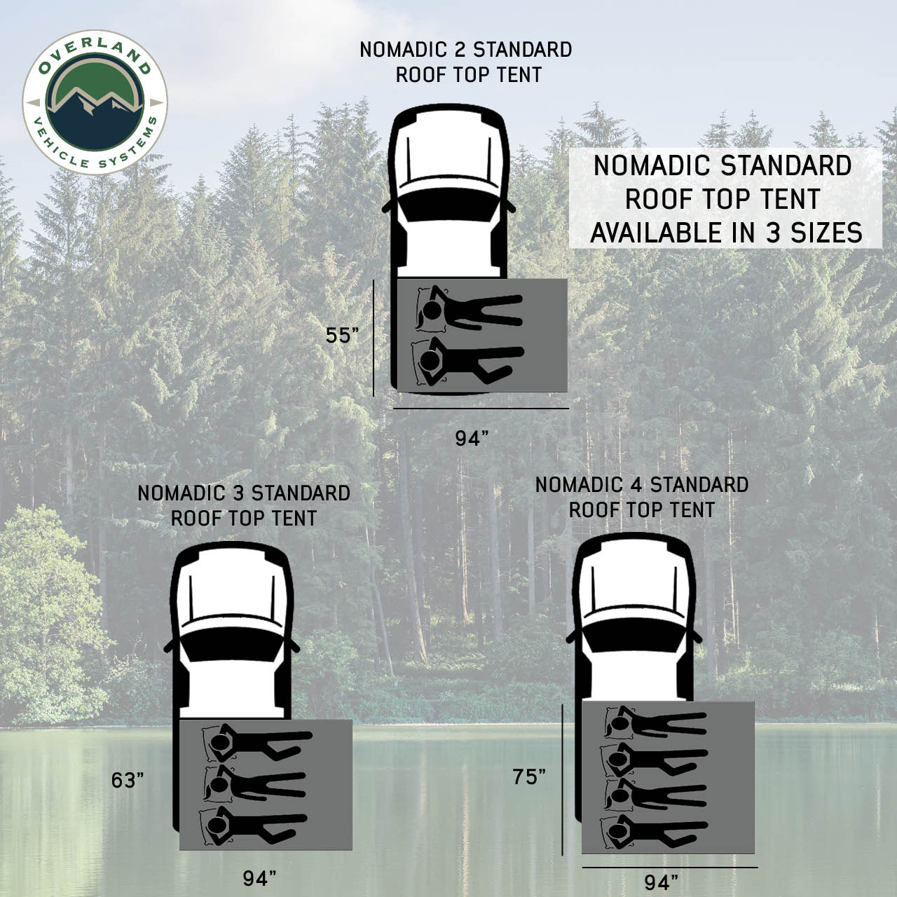 Nomadic 3 Standard Roof Top Tent 3 Person Roof Top Tent Overland Vehicle Systems