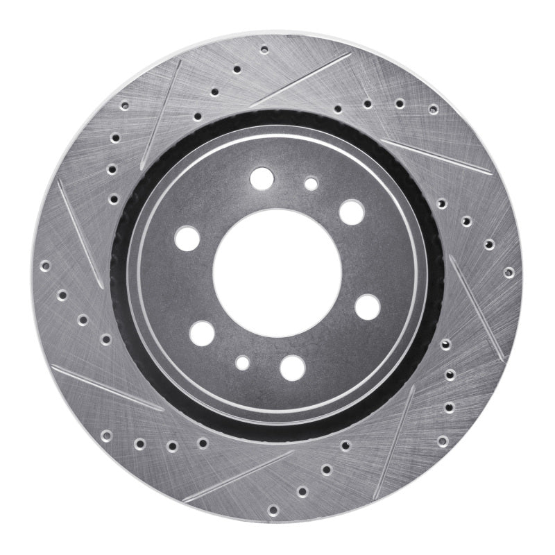 R1 19-25 Cadillac Escalade Front Left Drilled & Slotted Silver Brake Rotor