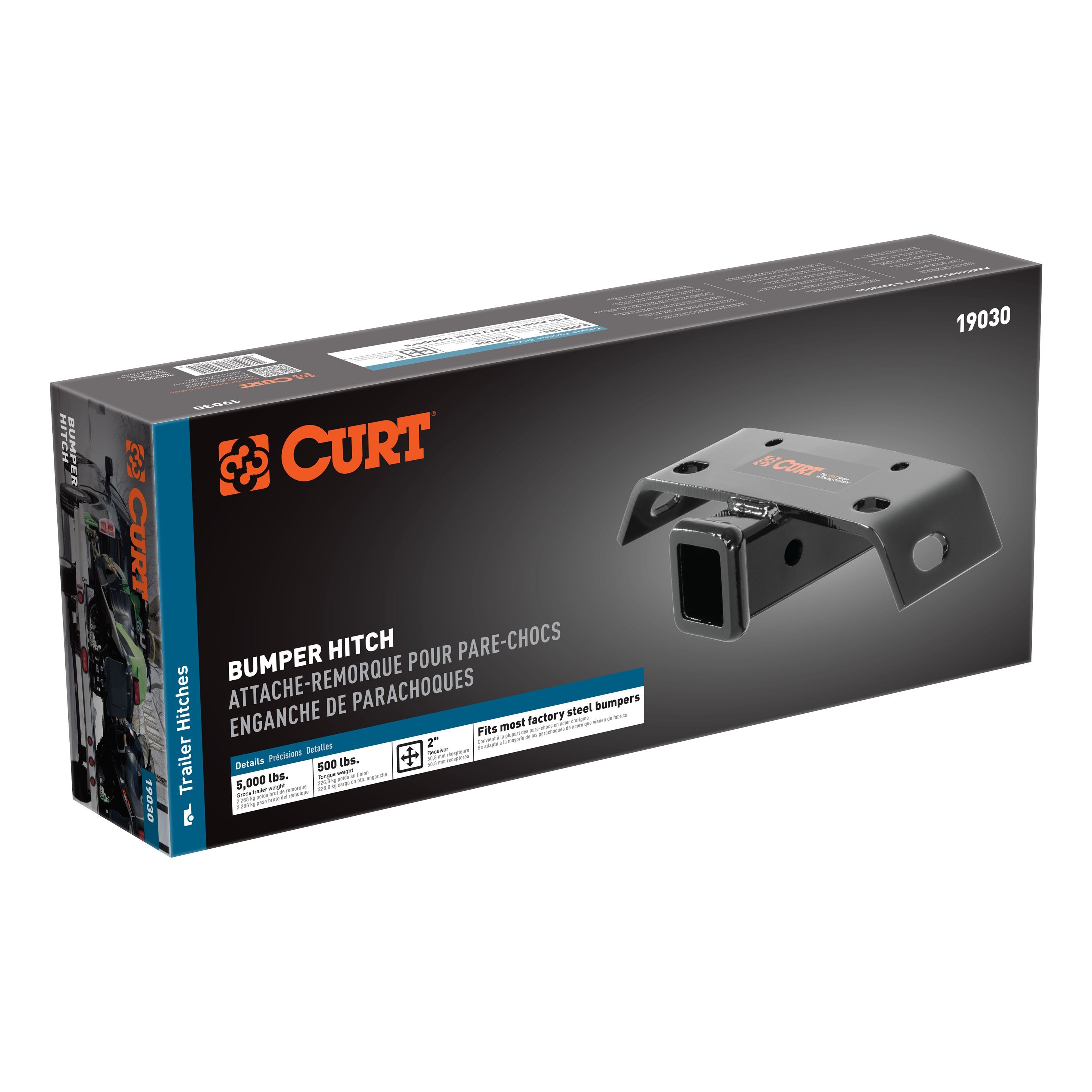 CURT Step Bumper Hitch Receiver, 2-Inch, 5,000 lbs. Model 19030