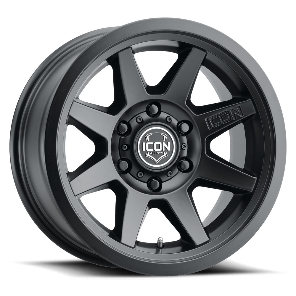 Rebound Six 17 X 8.5 / 6 X 5.5 / 0MM / 4.75 Inch Back Space Satin Black, ICON Alloys