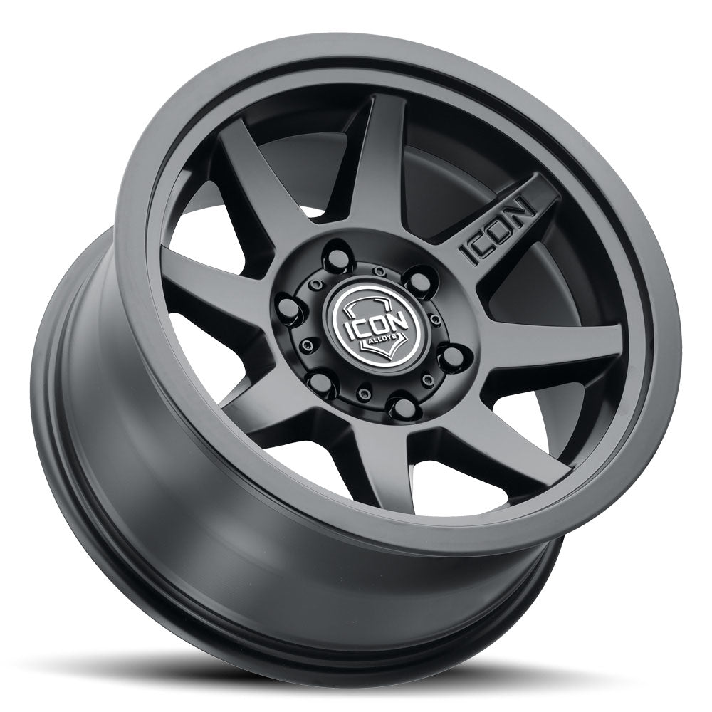 Rebound Six 17 X 8.5 / 6 X 5.5 / 0MM / 4.75 Inch Back Space Satin Black, ICON Alloys
