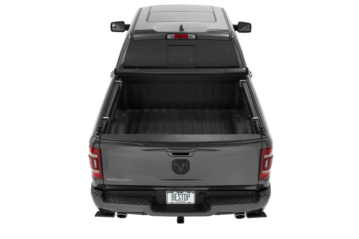 EZ-Roll Soft Tonneau Cover For Ram 2019-2024 1500 5.7 Foot Black Tailgate Spoiler Not Included Bestop