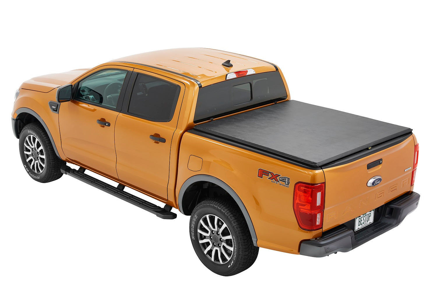 EZ-Roll Soft Tonneau Cover For Ford 2019-2024 Ranger 6.0 Foot Black Tailgate Spoiler Not Included Bestop