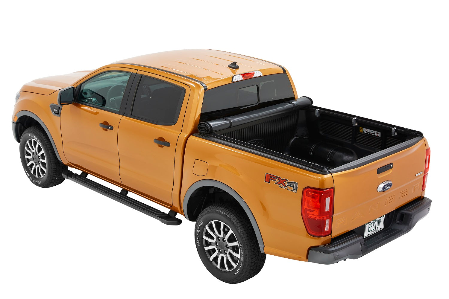 EZ-Roll Soft Tonneau Cover For Ford 2019-2024 Ranger 6.0 Foot Black Tailgate Spoiler Not Included Bestop