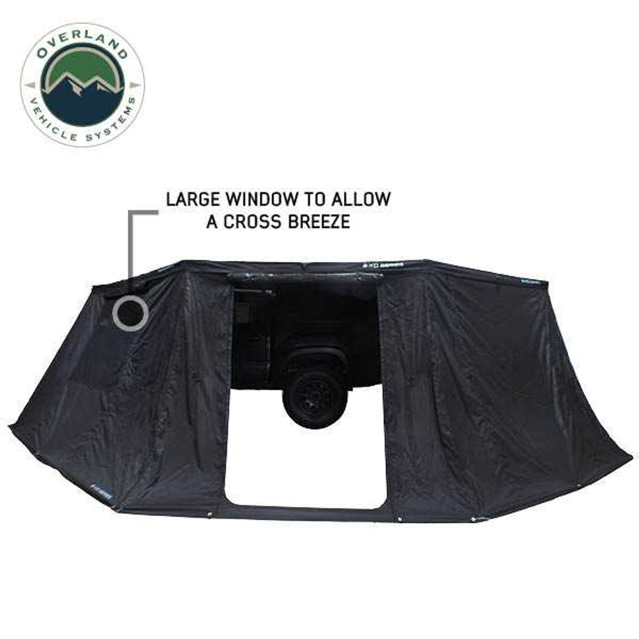 XD Nomadic 270 - Awning Wall 1 W/Black Out, Driver Side, Black Body, Black Trim W/Storage Bag Overland Vehicle Systems