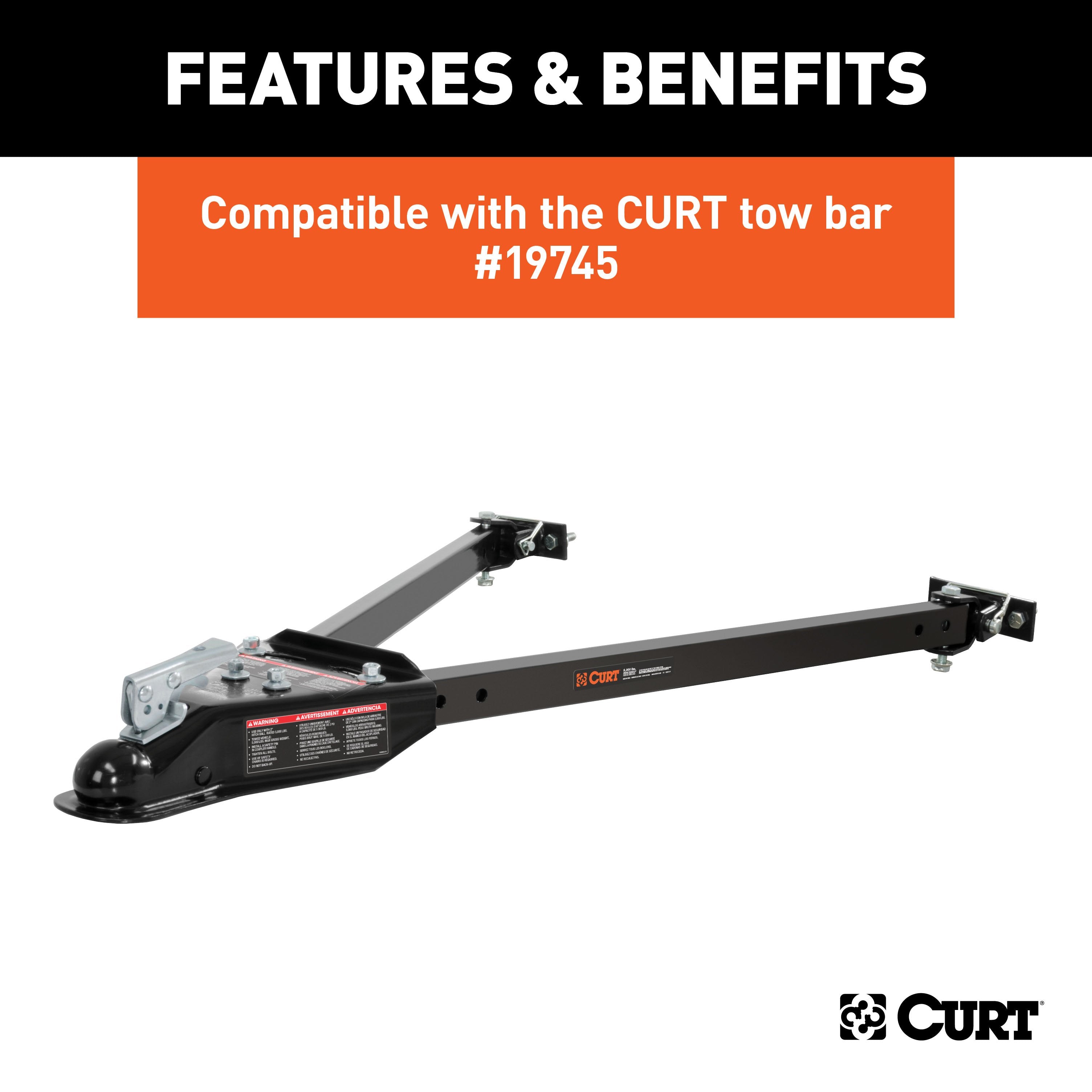 CURT Adjustable Bolt-On Tow Bar Bumper Brackets, 2-Pack Model 19748