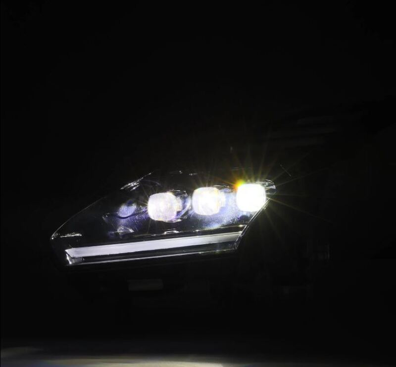 AlphaRex NOVA-Series LED projector headlights for 2009-2024 Nissan GT-R, showcasing bright illumination and sleek design.