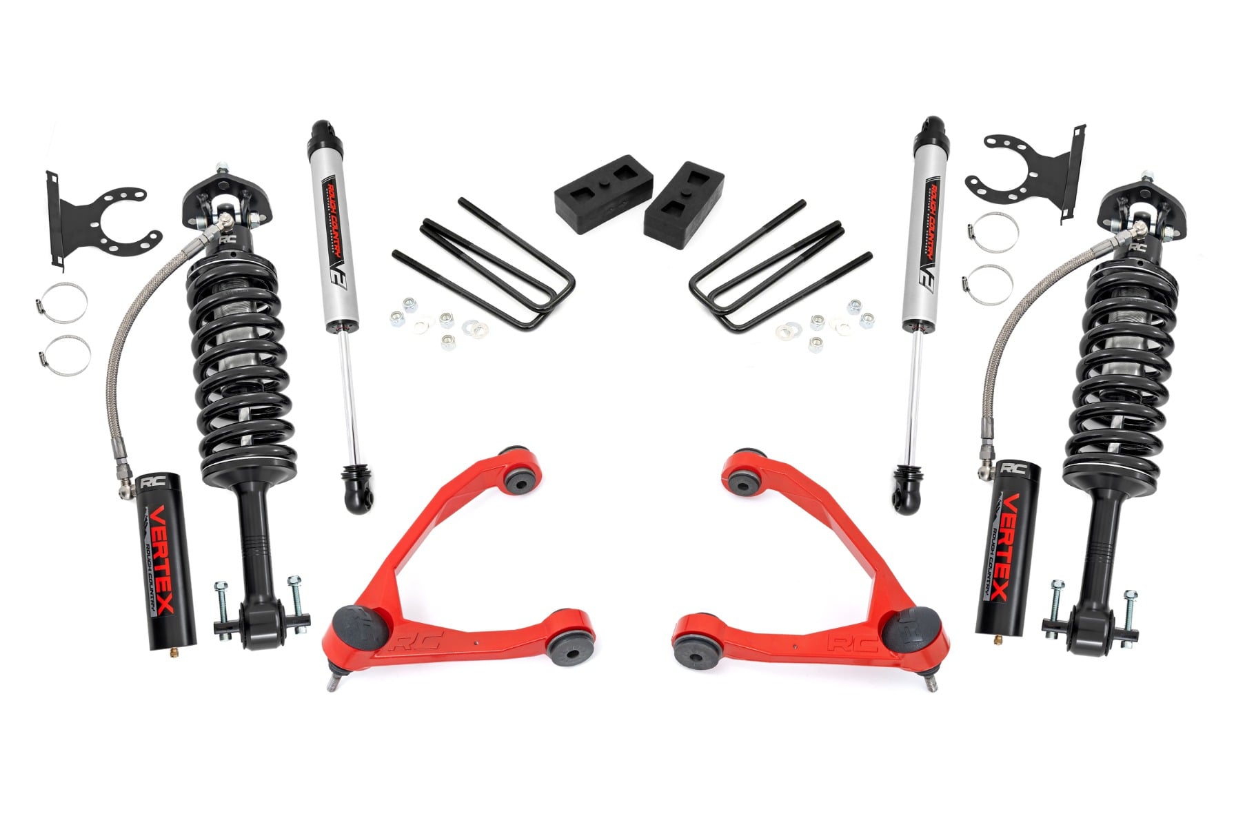 3.5 Inch Lift Kit Forged UCA Cast Steel Vertex/V2 Red Silverado/Sierra 1500 (07-13) Rough Country