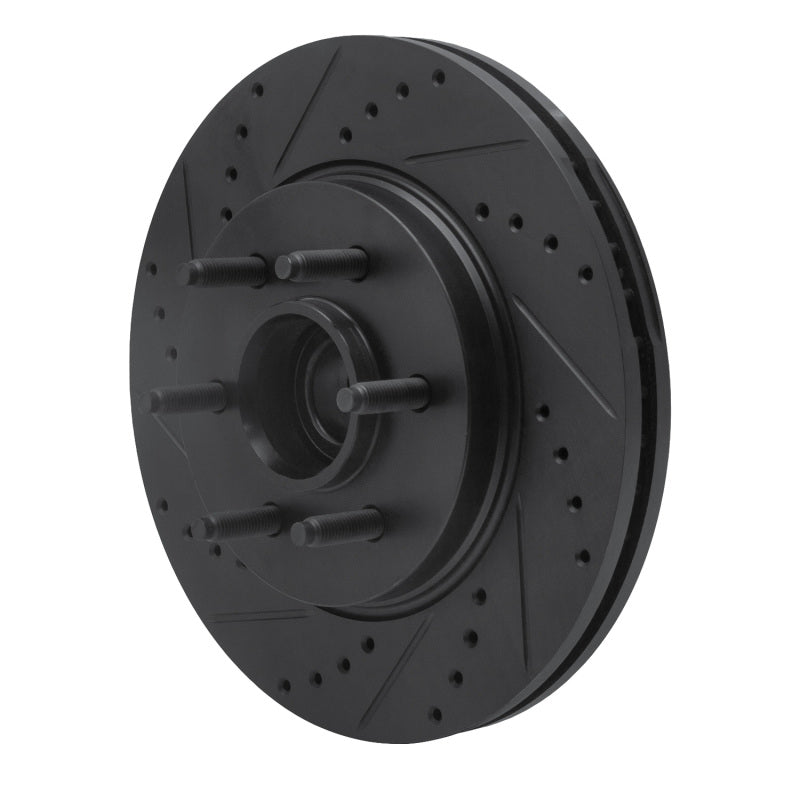 R1 04-08 Ford F-150 RWD Front Left Drilled & Slotted Black Brake Rotor