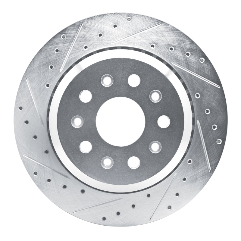 R1 20-25 Jeep Wrangler Rear Left Drilled & Slotted Silver Brake Rotor