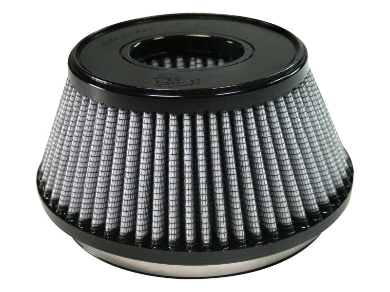 afe Magnum FORCE replacement air filter with a conical design, featuring a durable black finish and multiple size dimensions for optimal airflow.