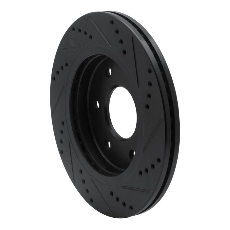 R1 05-07 Infiniti QX56 Front Left Drilled & Slotted Black Brake Rotor