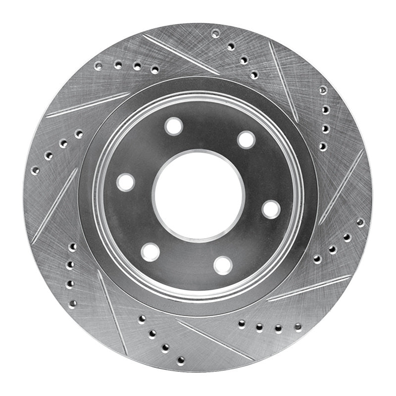R1 05-07 Infiniti QX56 Front Left Drilled & Slotted Silver Brake Rotor