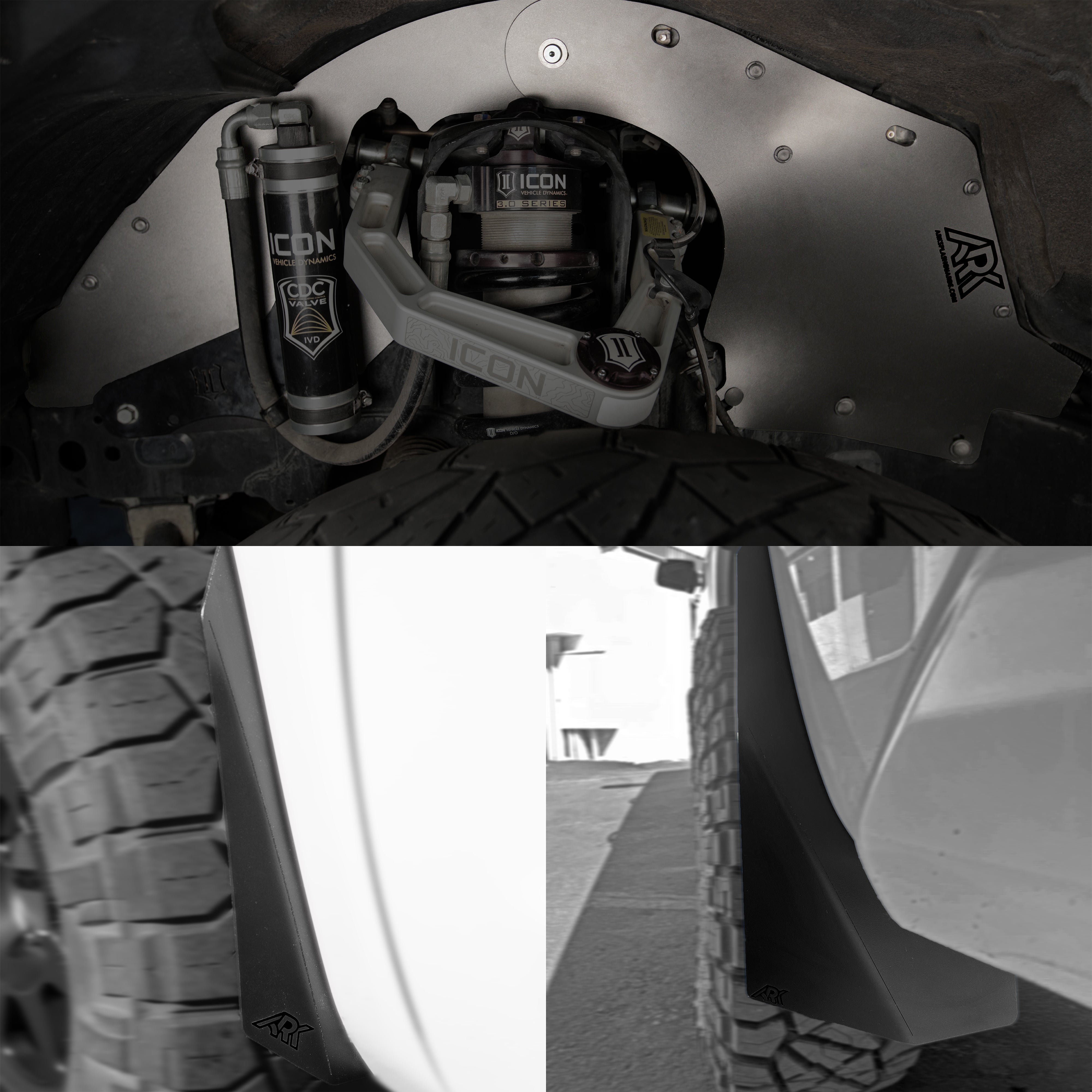 TriXpoly bundle for 2007-2021 Toyota Tundra featuring suspension components and mud flaps for enhanced offroad performance.