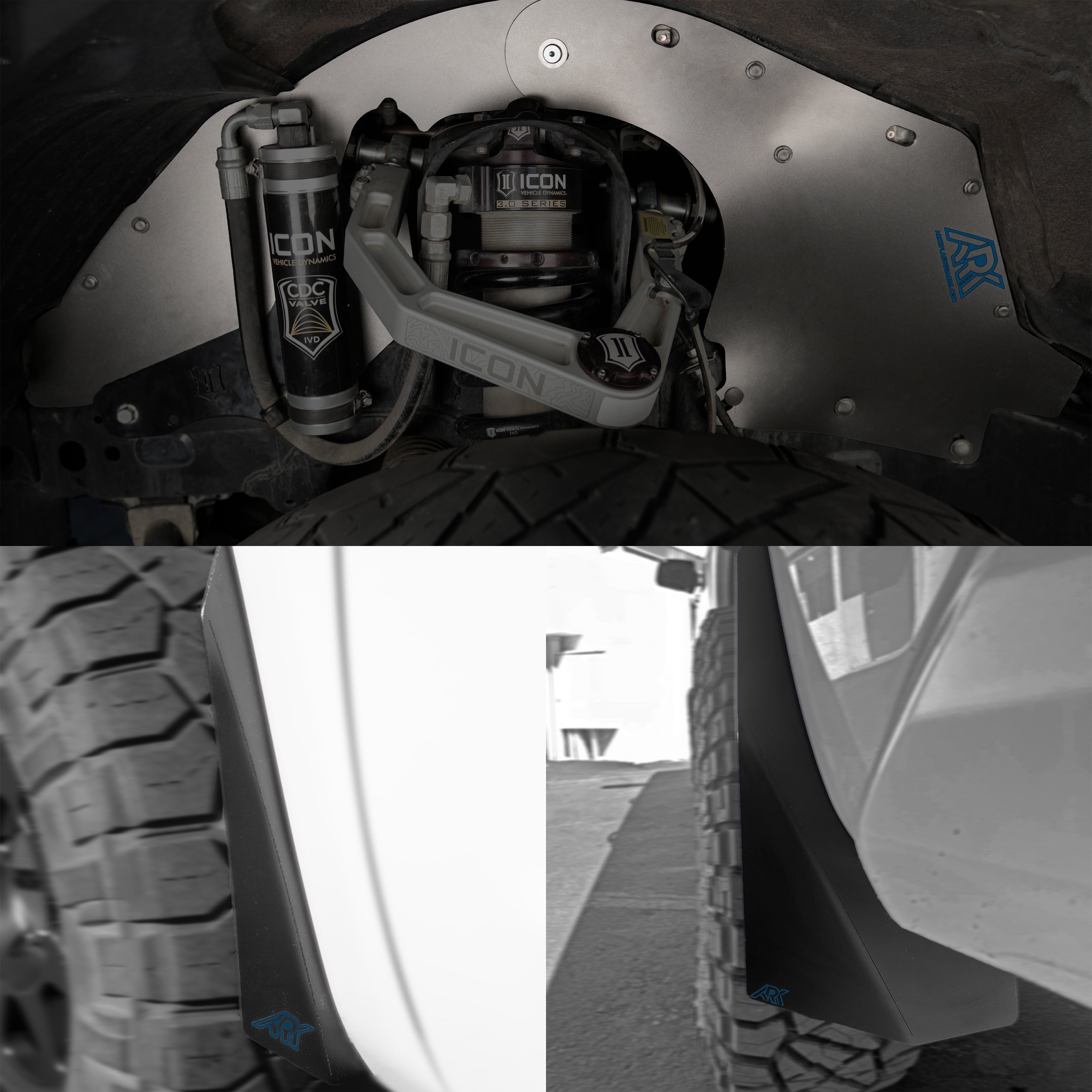 TriXpoly bundle for 2007-2021 Toyota Tundra featuring durable mud flaps and suspension components for off-road performance.
