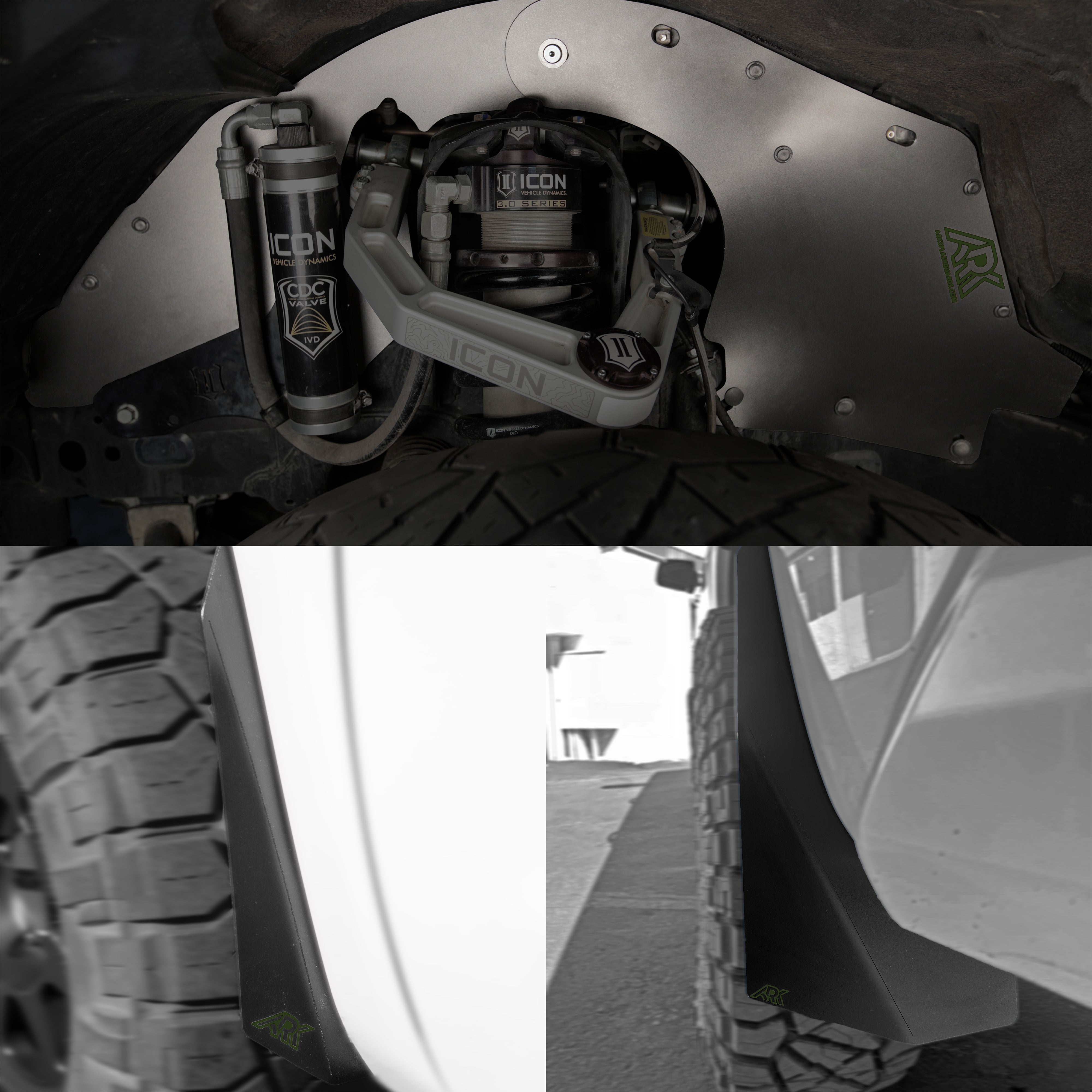 2007-2021 Toyota Tundra TriXpoly bundle featuring suspension components and mud flaps for enhanced off-road performance.