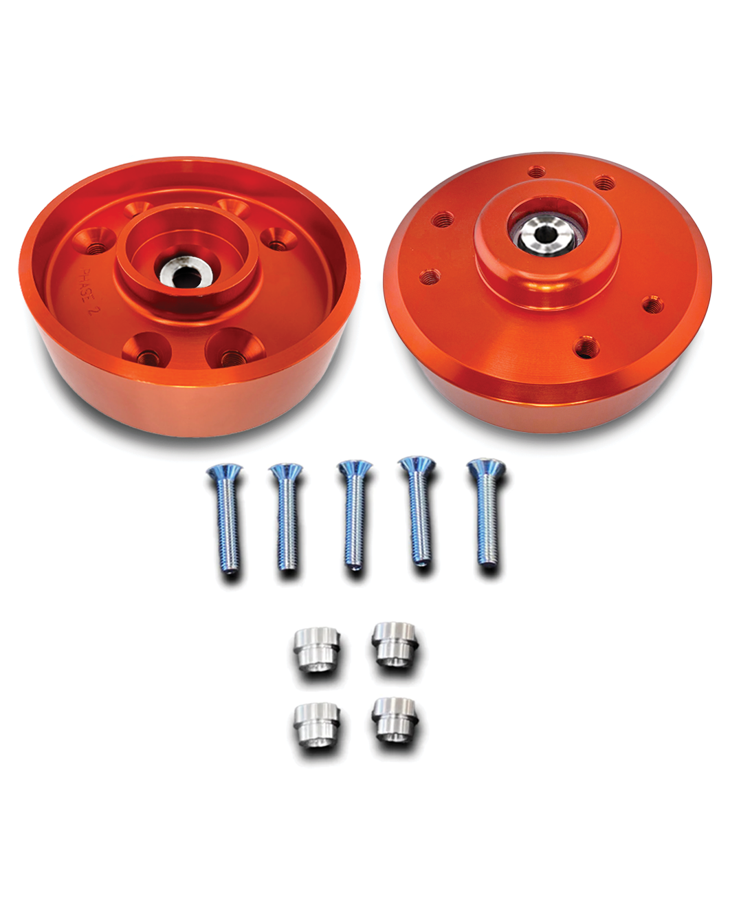 Billet top hat lift kit for 2017-2020 Raptor, includes two 2-inch lift components and installation hardware.