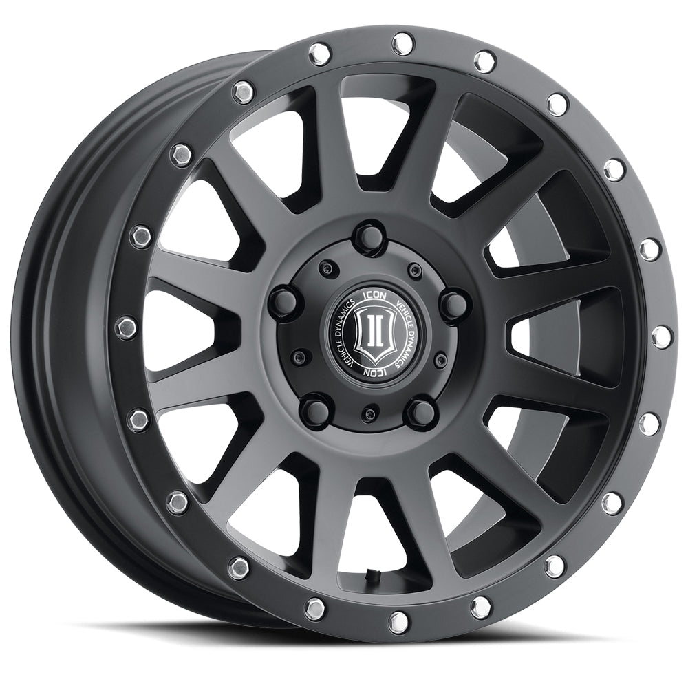 Compression 17 X 8.5 / 5 X 150 / 25MM / 5.75 Inch Back Space Satin Black, ICON Alloys