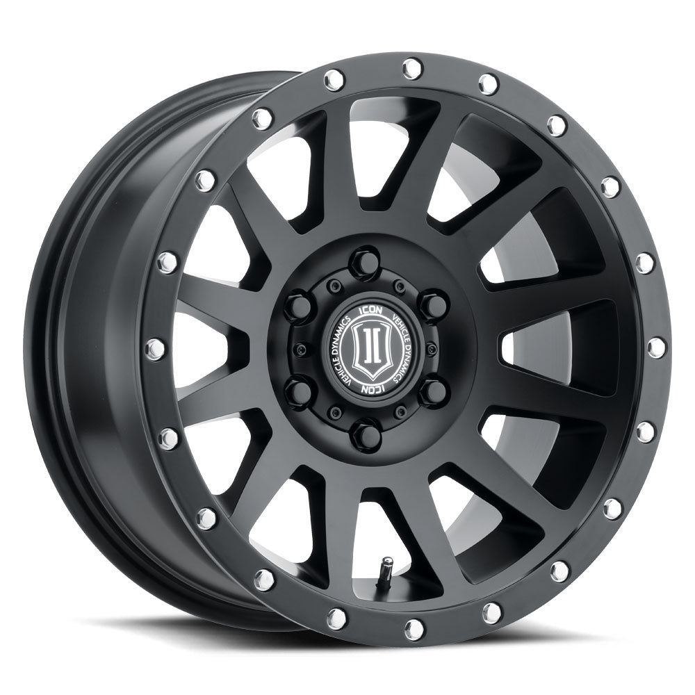 Compression 17 X 8.5 / 5 X 5 / -6MM / 4.5 Inch Back Space Satin Black, ICON Alloys