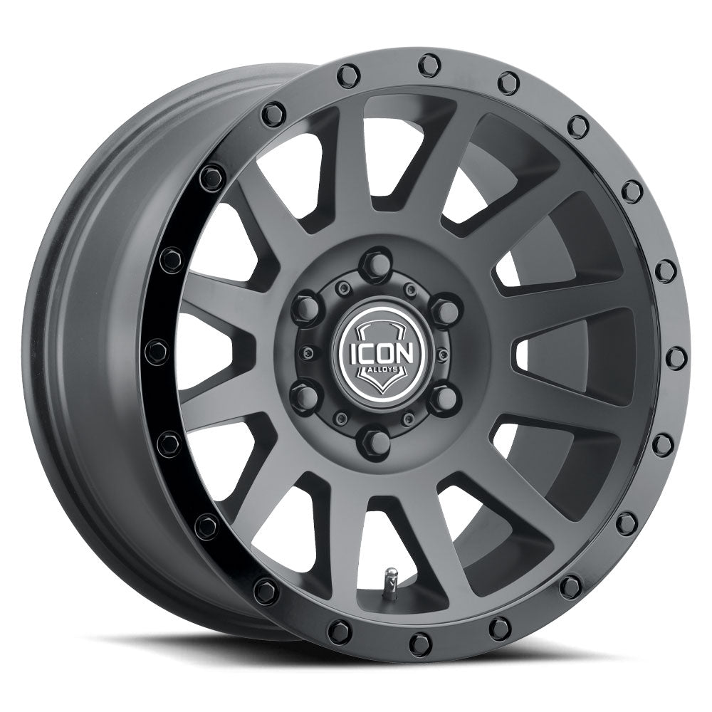 Compression 18 X 9 / 6 X 135 6MM Offset 5.25 Inch Back Space Double Black, ICON Alloys