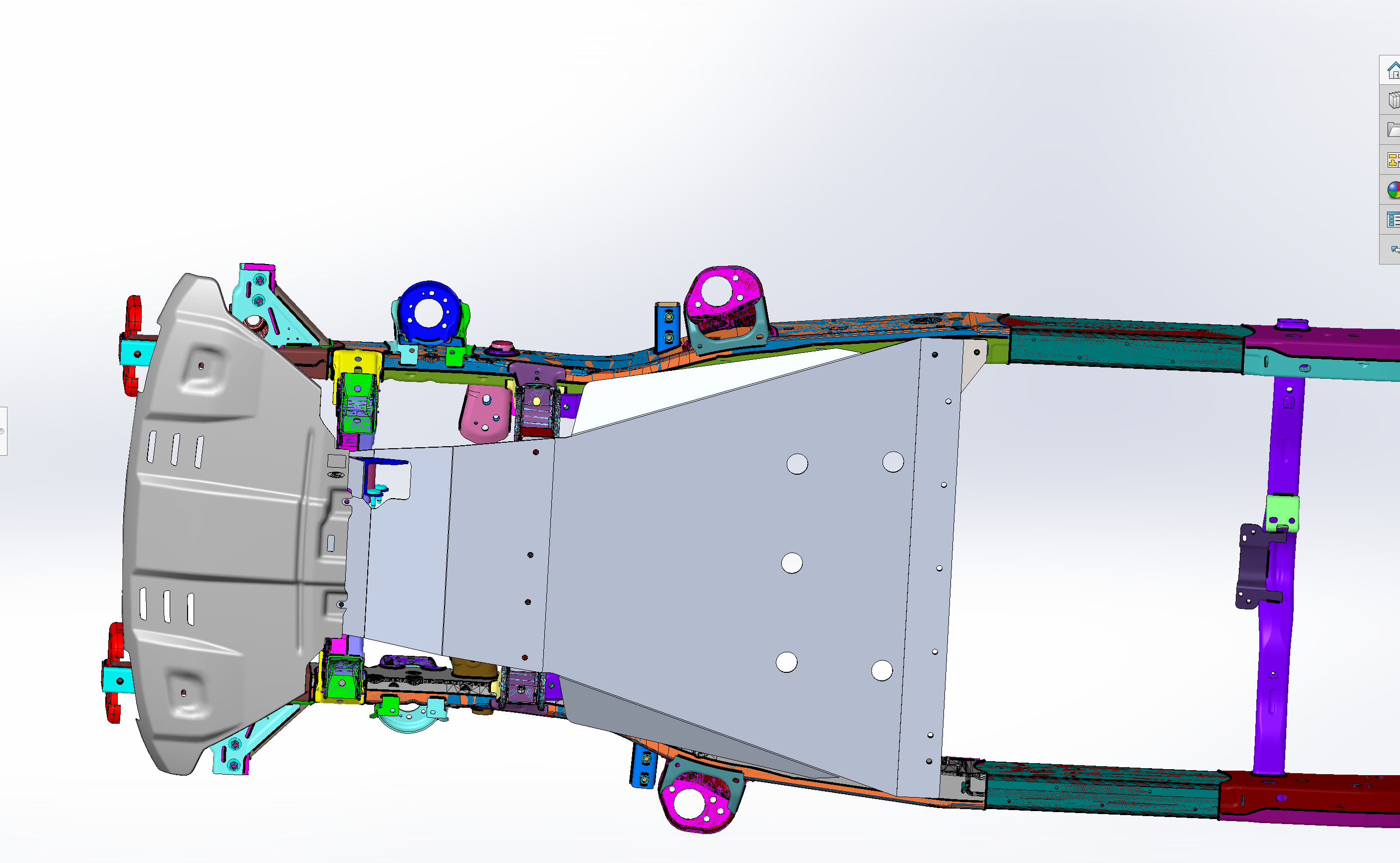 2019 and newer Ford Ranger skid plate design showcasing protective features for offroad durability and vehicle safety.