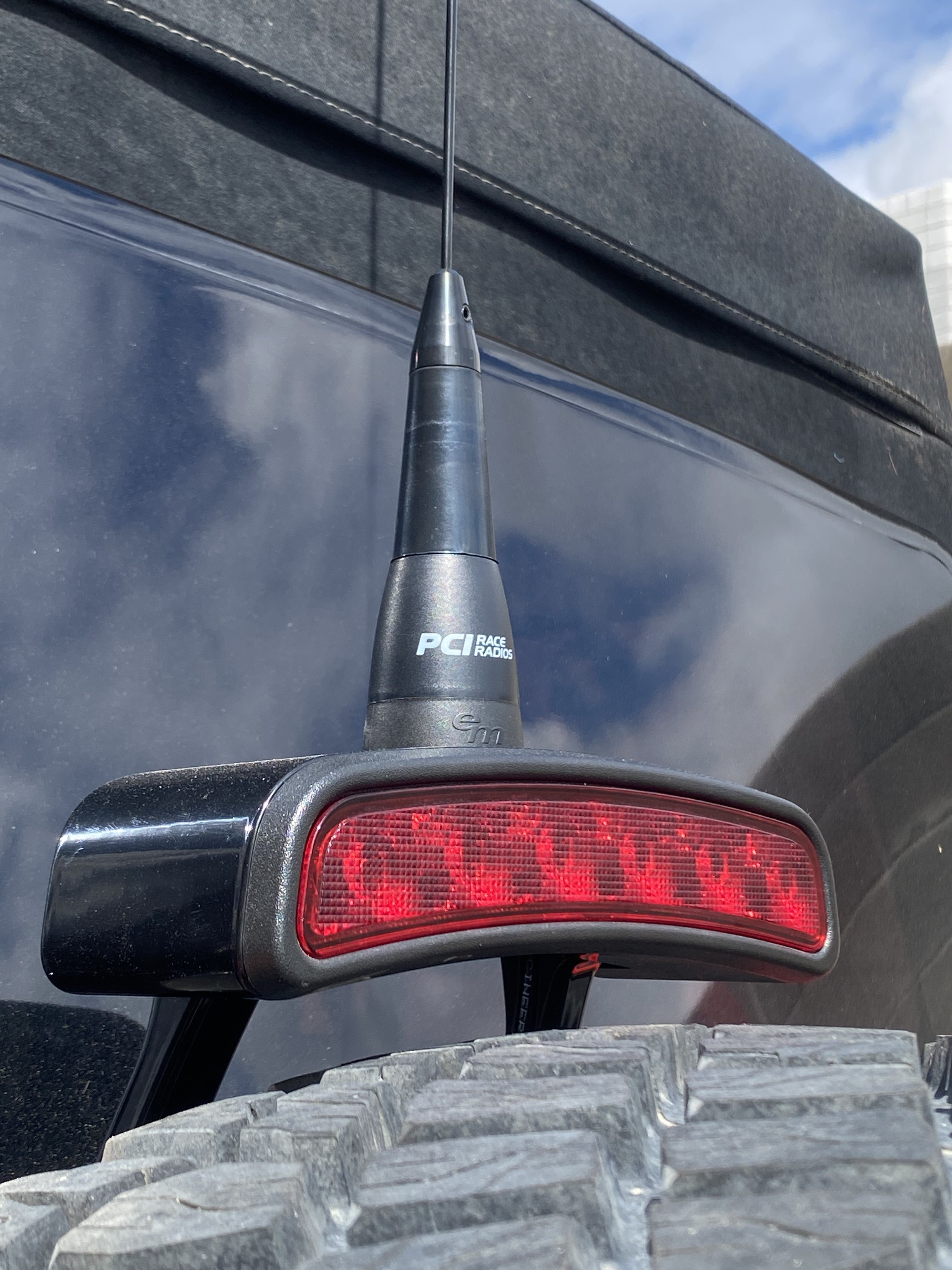 2021-25 Ford Bronco third brake light antenna mount by Bullet Proof Diesel, designed for 35"/37" tires, showcasing durability and functionality.