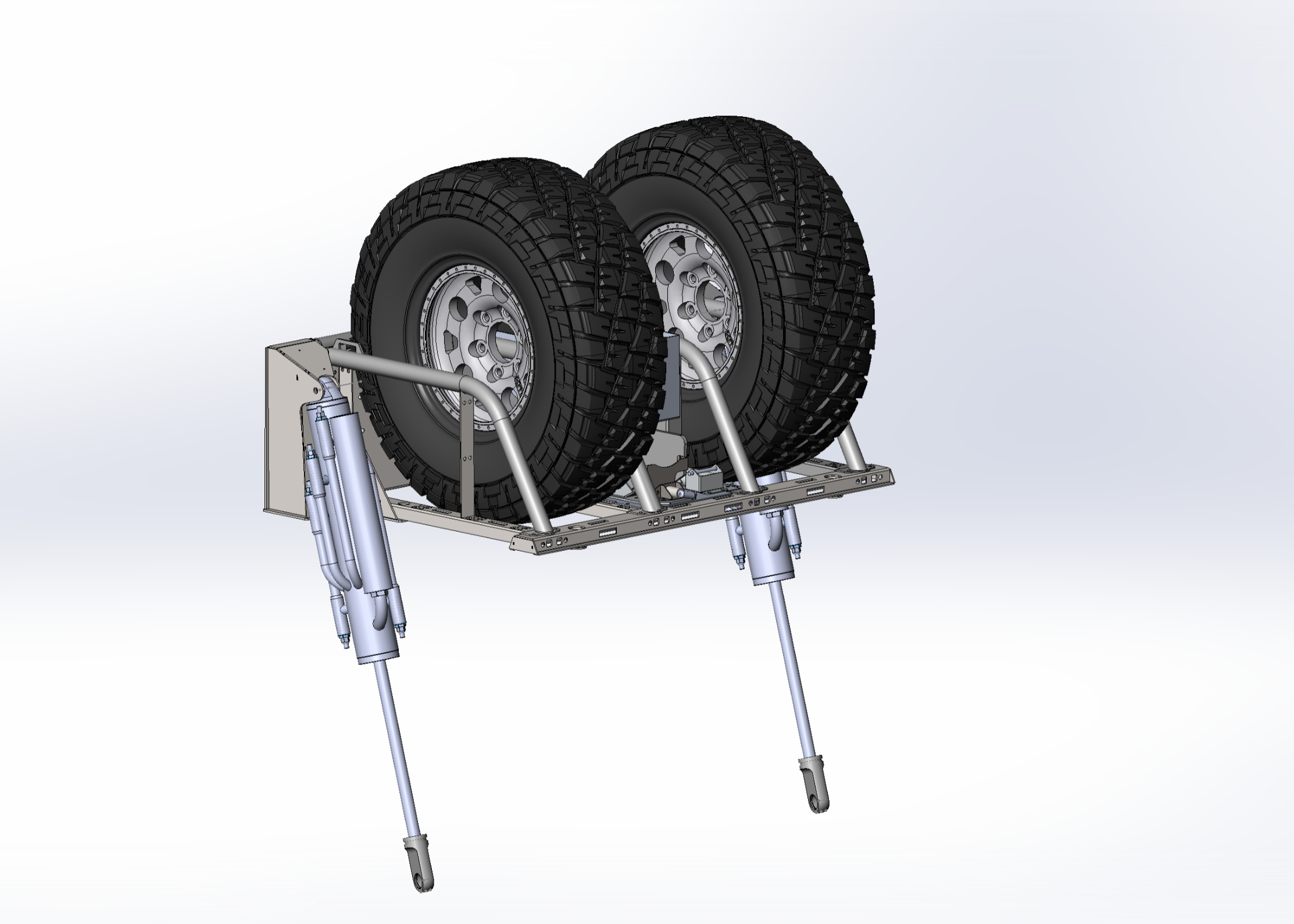 2021+ Raptor 5-Link Rear Bed Organizer designed for 3.0x16 coil over or 3.5x16 bypass shock with dual tire storage.