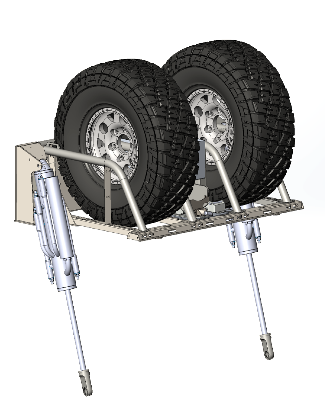 2021+ Raptor 5-Link Rear Bed Organizer designed for 3.0x16 coil over or 3.5x16 bypass shock with dual tire storage.