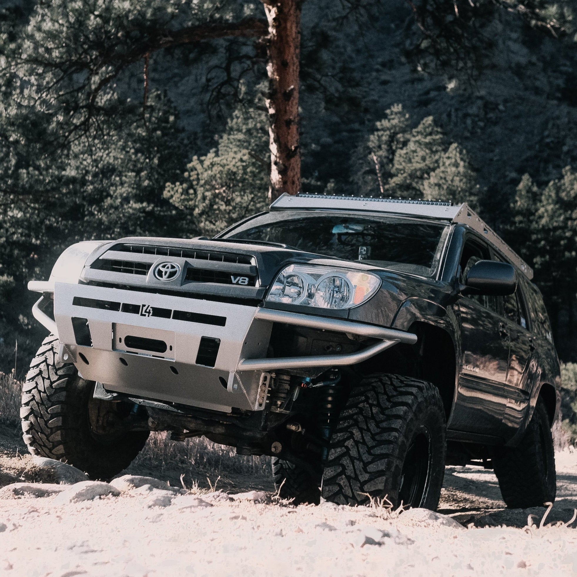 4Runner Hybrid Front Bumper for 2003-2009 models, enhancing off-road capability and rugged style for 4th Gen vehicles.