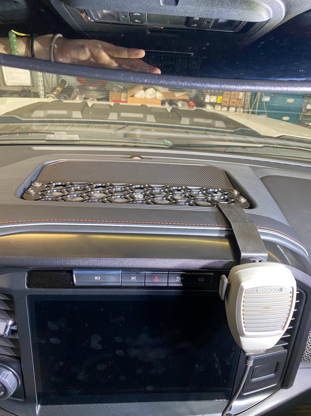 Center dash mount kit for 2024 F150 Raptor, featuring a sleek design and space for accessories. Ideal for offroad enthusiasts.