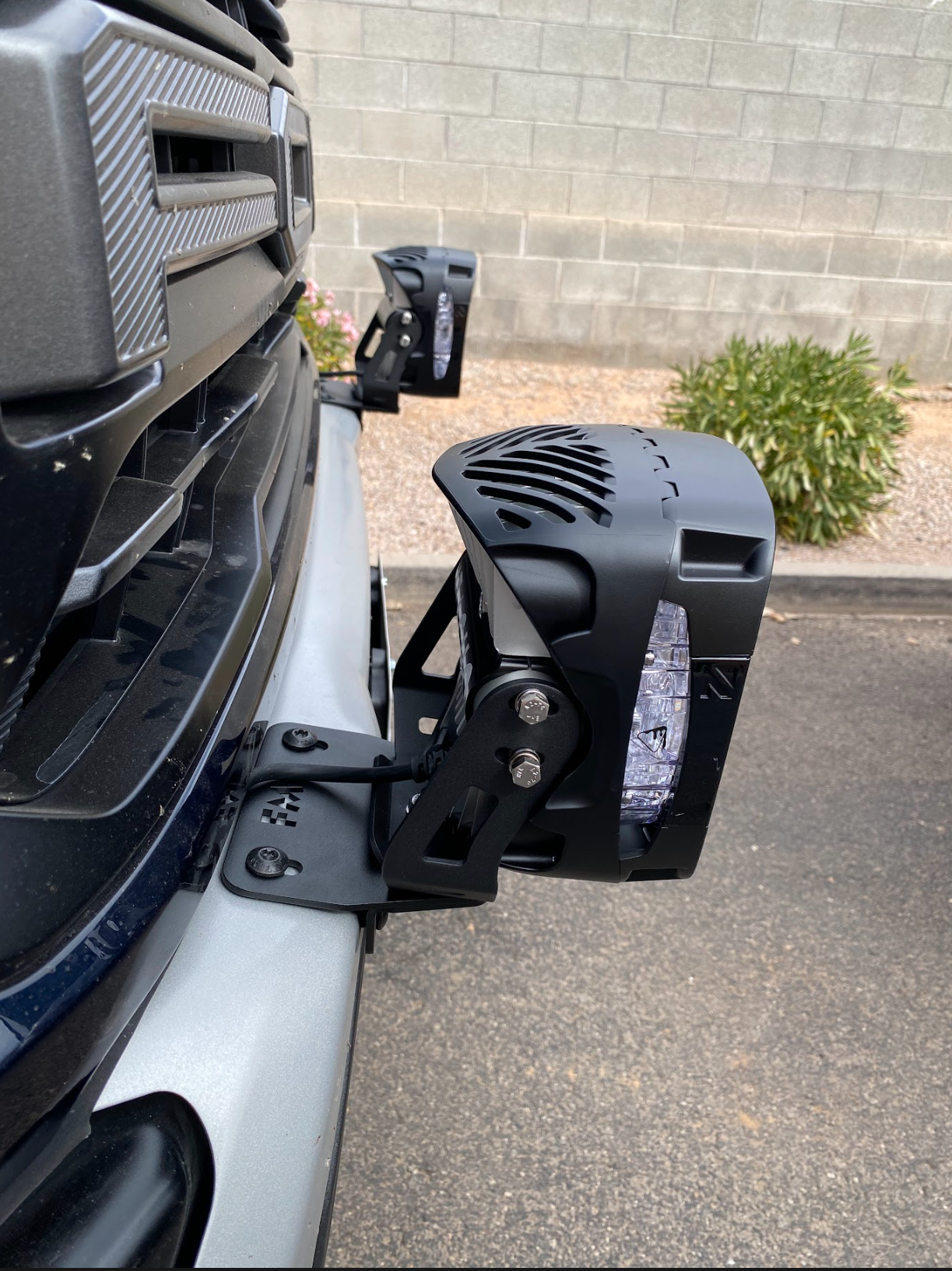 Light mount brackets for 2024+ Gen 3.5 Raptor, designed for stock bumpers, showcasing durable construction and easy installation.