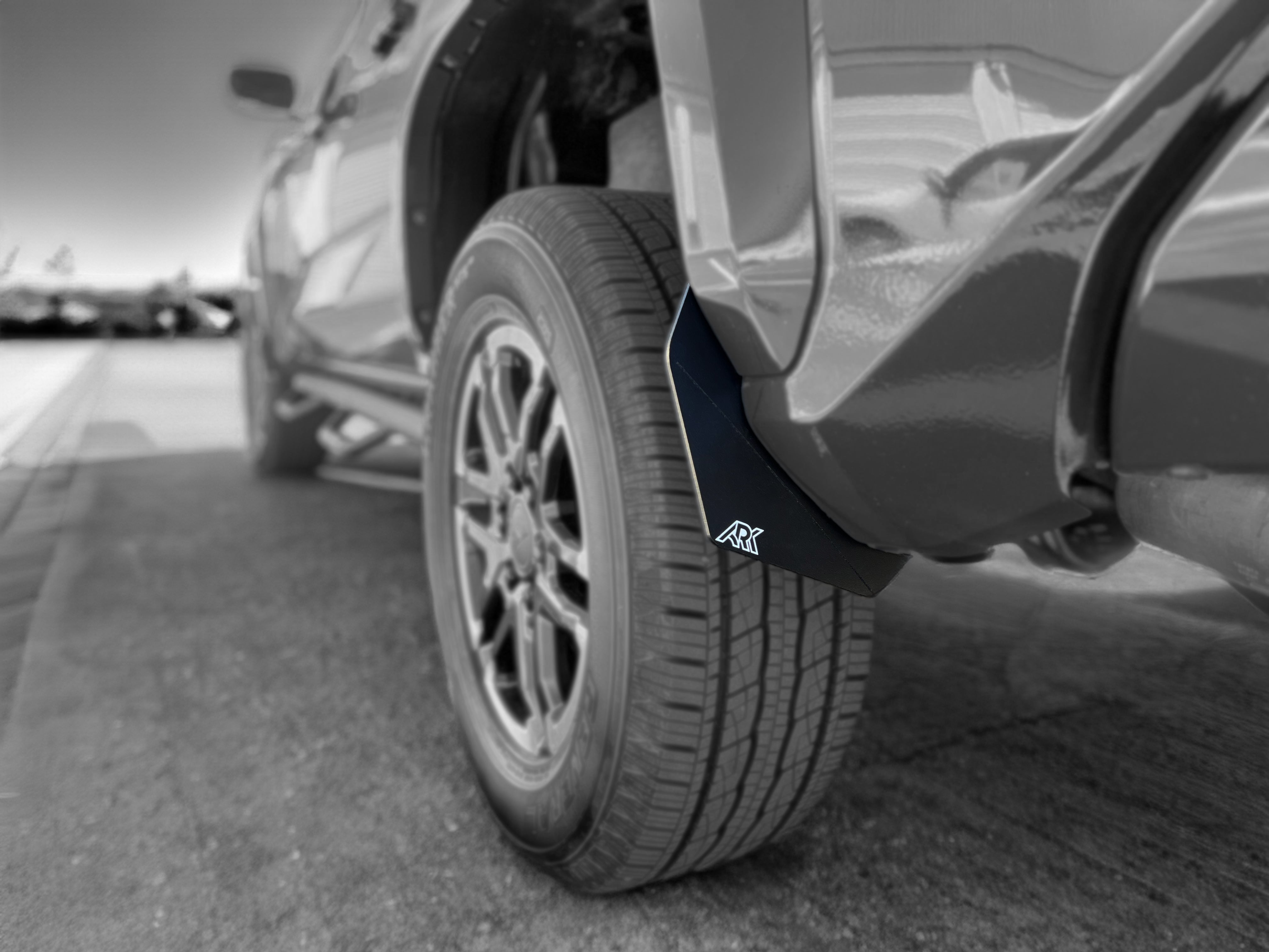 2024+ Toyota Tacoma TriXpoly splash guards and mudflap micros enhancing tire protection and vehicle style.