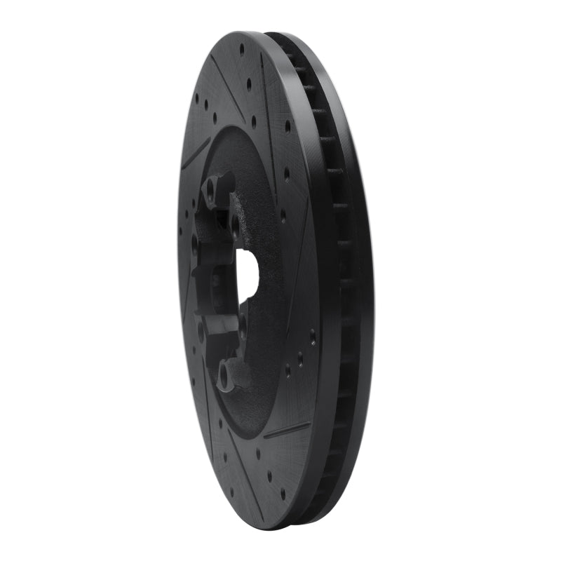 R1 09-12 Chevrolet Colorado Front Right Drilled & Slotted Black Brake Rotor