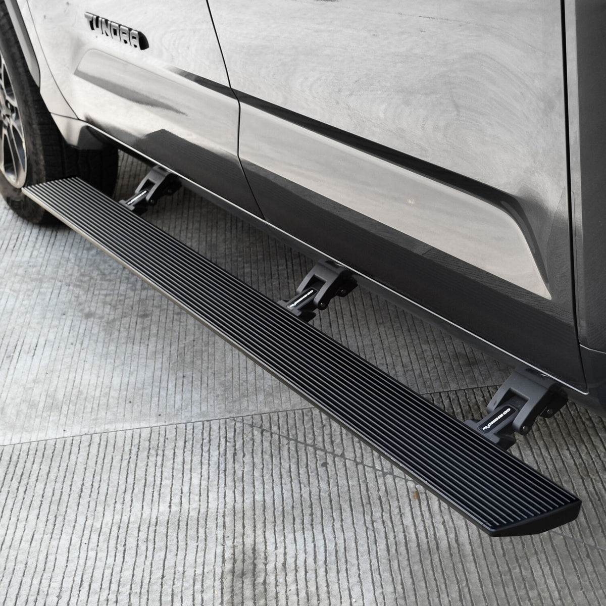 RealTruck VoltStep Electric Running Board Kit Textured Black 2022-2026 Toyota Tundra 4 Door CrewMax Cab Go Rhino