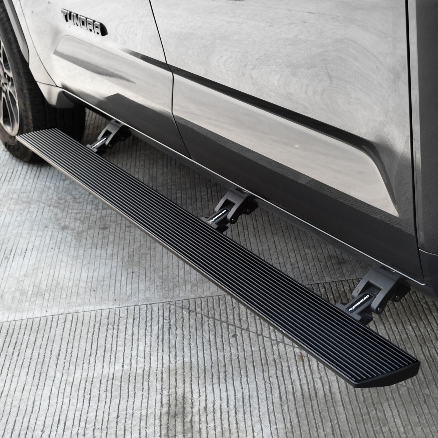 RealTruck VoltStep Electric Running Board Kit Textured Black 2022-2026 Toyota Tundra 4 Door CrewMax Cab Go Rhino